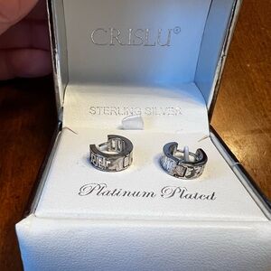 Crislu Platinum Plated Sterling Silver Earrings